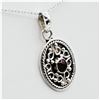 Image 2 : NEW STERLING SILVER 4MM X 4MM NATURAL RUBY PENDANT WITH STERLING CHAIN, RETAIL $150.00