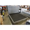 Image 1 : NEW DARK GREY KING SIZE FABRIC BED FRAME WITH UNDERBED STORAGE, RETAIL $2899