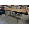 Image 8 : AS NEW INDUSTRIAL MODERN WOOD AND GREY TRIMMED TABLE W/ 6 GREY FABRIC TUB CHAIRS, RETAIL $3299