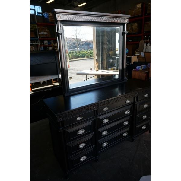 ASPEN HOME 12 DRAWER BLACK DRESSER WITH MIRROR