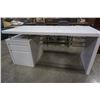 Image 1 : AS NEW MODERN WHITE PEDESTAL DESK WITH STORAGE DRAWERS, RETAIL $899