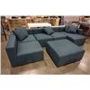 Image 1 : NEW NAVY 6 PC MODULAR SECTIONAL, WITH 5 ACCENT PILLOWS, RETAIL $3899