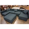 Image 2 : NEW NAVY 6 PC MODULAR SECTIONAL, WITH 5 ACCENT PILLOWS, RETAIL $3899