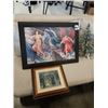 Image 1 : SMALL PAINTING ON CANVAS AND FRAMED ANGEL PRINT