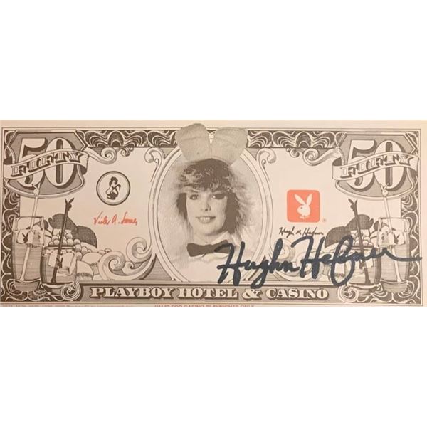 Hugh Hefner Signed Playboy Hotel & Casino 50 Bill