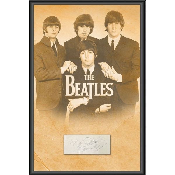 Framed Beatles Poster with All 4 Signature Cut