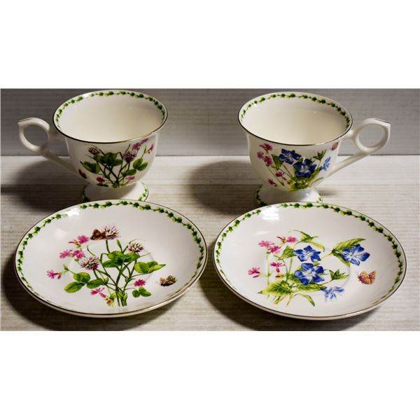 2 GRACIE TEA CUPS WITH SAUCERS