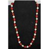 Image 1 : #260-FRESH WATER PEARL & RED JADE BEAD NECKLACE