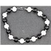 Image 1 : #293-NATURAL BLACK AGATE&FRESH WATER PEARL BRACELE