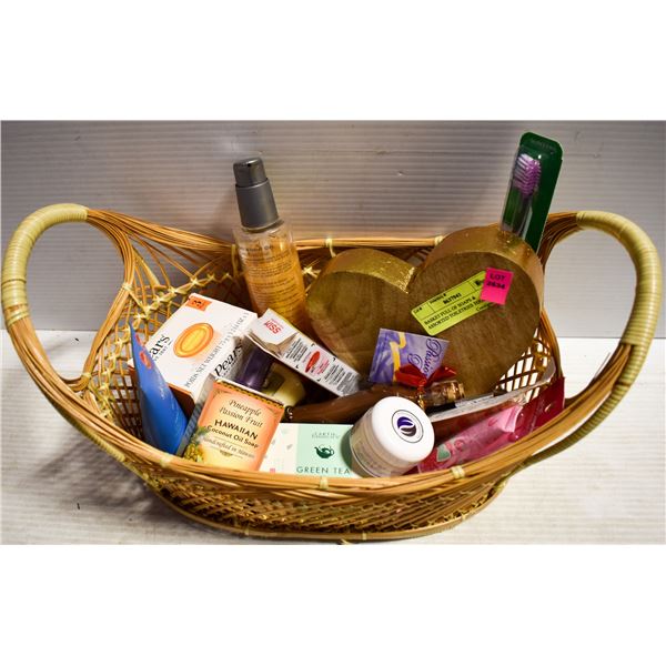 BASKET FULL OF SOAPS & ASSORTED TOILETRIES TOGETHE