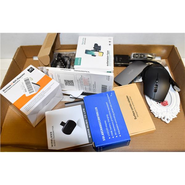 BOX OF CHARGERS CONTROLLERS ADAPTERS AND MORE