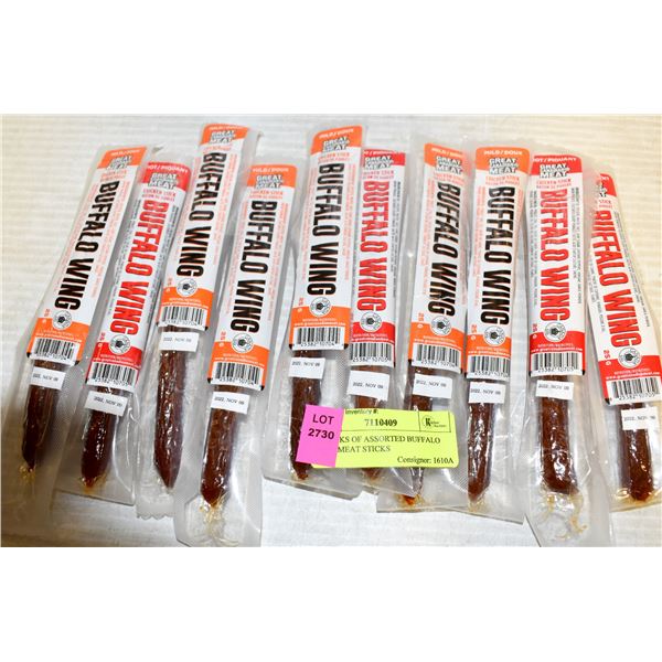 10 PACKS OF ASSORTED BUFFALO WING MEAT STICKS