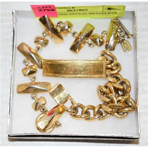 2 GOLD TONE ESTATE BRACELETS