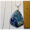 Image 1 : 24)  BLUE CHRYSANTHEMUM COROL FOSSIL PENDANT