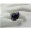 Image 1 : 14)  NATURAL TEAR DROP AMETHYST RING SET IN 925