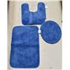 Image 1 : SET OF 3 BLUE TOILET MAT AND COVER SET