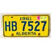 Image 1 : 1961 VINTAGE ALBERTA LICENSE PLATE
