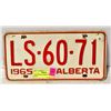 Image 1 : 1965 VINTAGE ALBERTA LICENSE PLATE