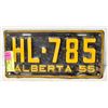 Image 1 : 1955 VINTAGE ALBERTA LICENSE PLATE