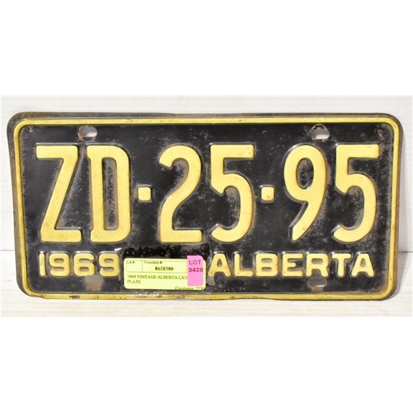 1969 VINTAGE ALBERTA LICENSE PLATE