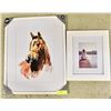 Image 1 : 16 X 20 WATER COLOUR HORSE PAINTING WITH FRAME