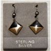 Image 1 : STERLING SILVER SOLID EARRINGS DIAMOND SHAPE