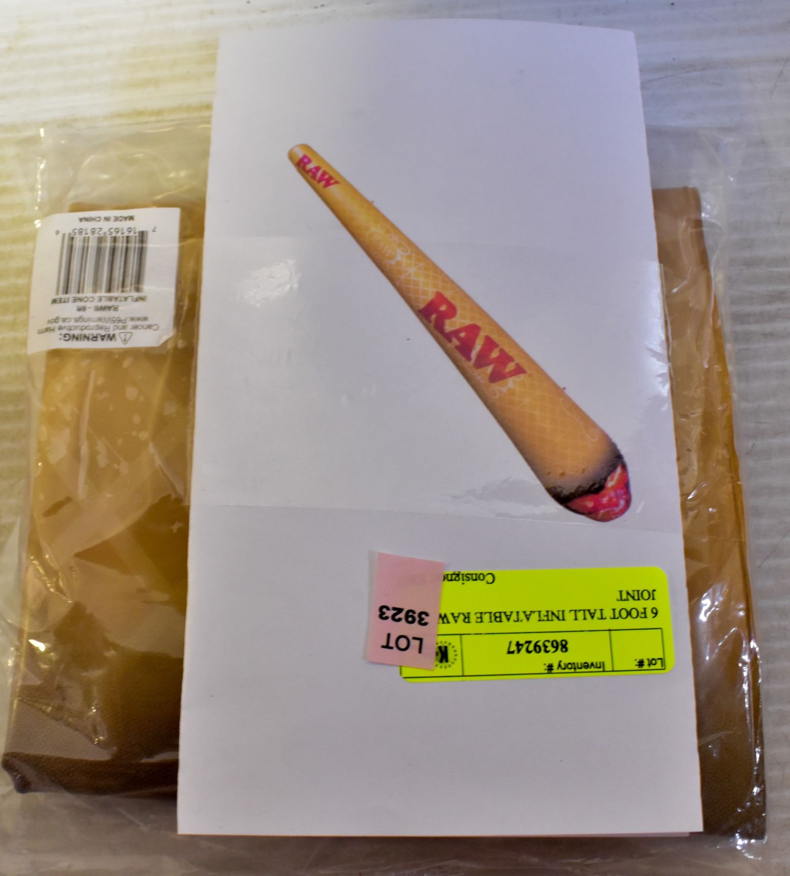 thumbnail interactive-video image 1 of RAW Rolling Papers Inflatable Cone – 2 Feet Long Blow Up Hanging Decor NEW 1 of 6