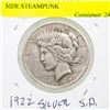 Image 2 : 1922 SILVER USA DOLLAR COIN - 1 SIDE STEAMPUNK