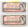 Image 1 : 2 X 1954 CANADIAN $2 BILLS