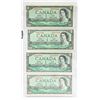 Image 1 : SHEET OF 4 1954 CANADIAN $1 BILLS