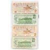 Image 2 : SHEET OF 2 1986 CANADIAN $2 BILLS + 2 1973 $1 BILL