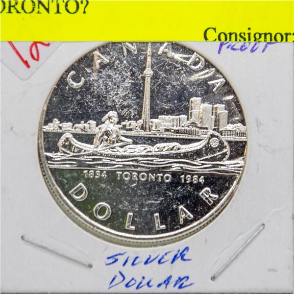 1984 CANADIAN SILVER $1 PROOF  TORONTO 