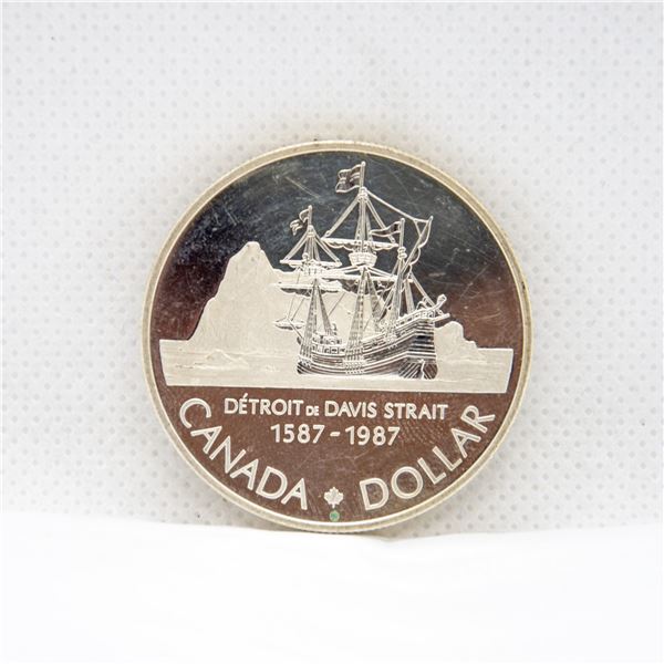 1987 CANADIAN SILVER $1 PROOF  DAVIS STRAIGHT 