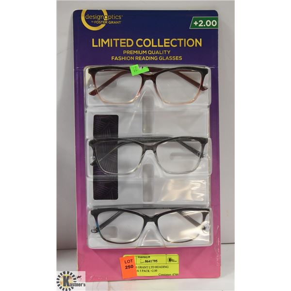 FOSTER GRANT LTD READING GLASSES 3 PACK +2.00