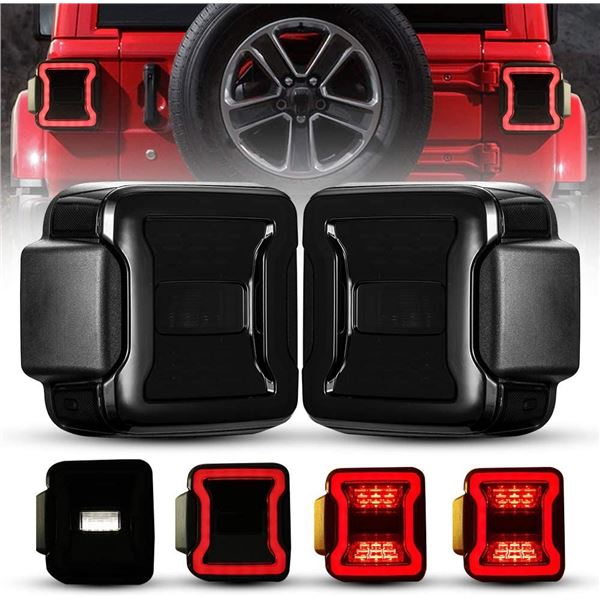 JEEP WRANGLER LED BLACK TAIL LIGHTS 2018-2021