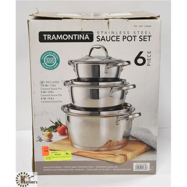 TRAMONTINA 6 PC ST. STEEL SAUCE POT SET