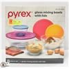 Image 1 : NEW 8 PC PYREX GLASS MIXING BOWLS WITH LIDS