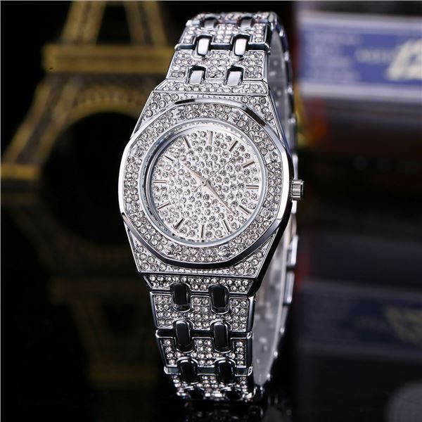 NEW LADIES OCTAGON SHAPED SILVER TONE CRYSTAL WATCH