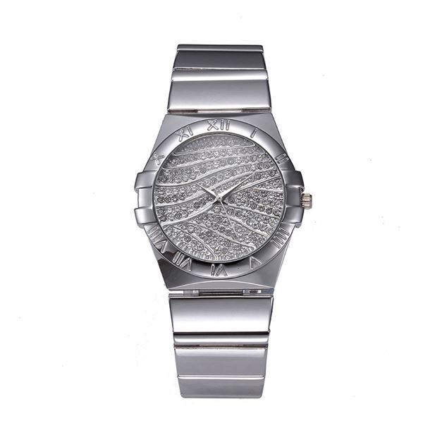 NEW LADIES ROUND SHAPED SILVER TONE CRYSTAL WATCH