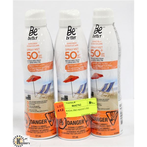 3 PK BE BETTER SUNSCREEN SPRAY WET 50+ SPF BROAD