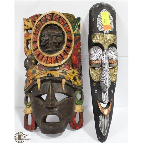 LARGE TRIBAL WOOD MASKS WALL DECOR