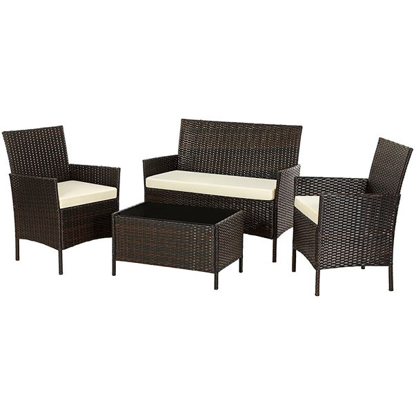 NEWLY ASSEMBLED PATIO FURNITURE SET, POLLY RATTAN