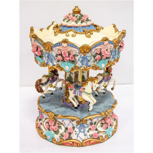 DECORATIVE HORSE MUSIC BOX CARROUSEL - PLAYS