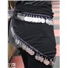 Image 2 : BLACK CHIFFON BEADED BELLY DANCING HIP SKIRT SCARF