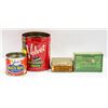 Image 1 : 4 X 1940'S UP METAL TINS TOBACCO / PEANUTS MORE