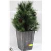 Image 1 : LIGHTED PINE BUSH IN A WOOD STYLE POT 29" TALL