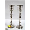 Image 1 : PAIR OF CHROME CANDLE STICKS, 13" TALL