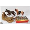 Image 1 : VINTAGE HORSES, WOOD SADDLE & R.C.M.P TIN