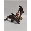 Image 1 : PAIR OF WOOD CARVED DOLPHIN STATUES