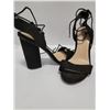 Image 1 : BLACK OPEN TOE WEDGE HEEL SHOE - SIZE 9